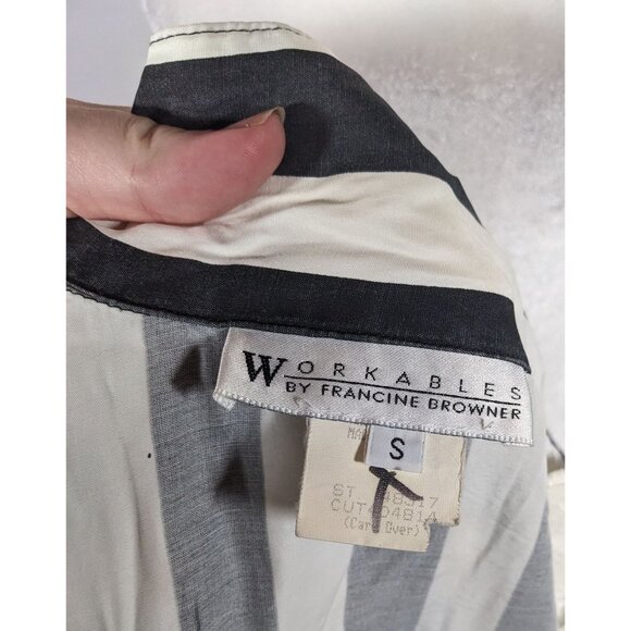 Vintage Workables by Francine Browner Black And White Striped Blazer - Picture 4 of 11